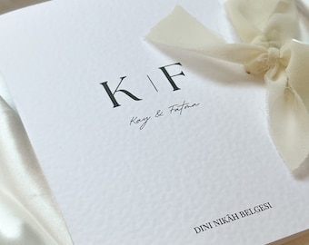 Islamic Marriage Certificate (Dini Nikah Belgesi) A5 booklet with ribbon