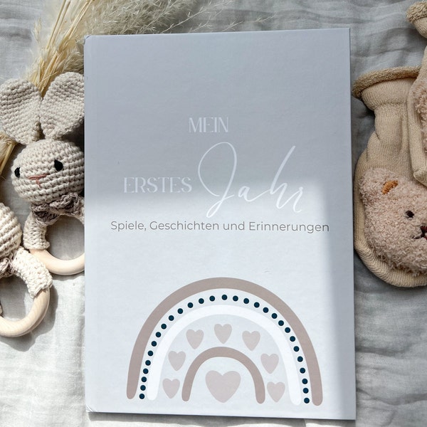 Babytagebuch "Mein erstes Jahr" Erinnerungsbuch Baby | Geschenkidee zur Geburt | Zauberhafte Momente für die Ewigkeit festhalten (beige)