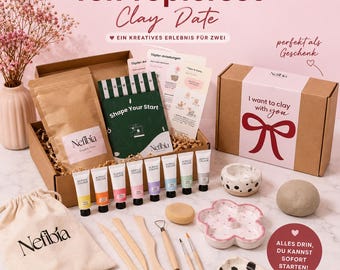 The Clay Date – Töpfer Set für zwei oder mehr | DIY Date Night Idee | Töpfer Set für Erwachsene | Kreatives Geschenk für Paare