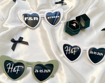 Heart sunglasses personalized wedding party supplies glasses bachelorette party green glasses and white glasses