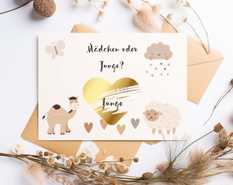 Gender Reveal Kraskaart - Jongen of meisje - Gender Reveal Ideeën - Gender Reveal Card