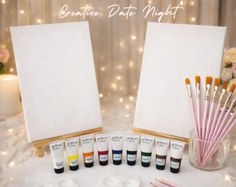 Nefibia® Paint Your Partner Date Night Box – Couples Painting Kit mit Leinwänden, Staffeleien, Farben & Pinseln | Kreatives Date Geschenk