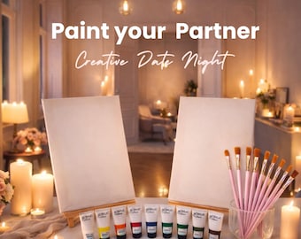 Nefibia® Paint Your Partner Date Night Box – Couples Painting Kit mit Leinwänden, Staffeleien, Farben & Pinseln | Kreatives Date Geschenk