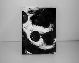 Abstrakte Schwarz Weiss Malerei. Organische, moderne Leinwandkunst. 3D Texture Painting. 30x40 cm