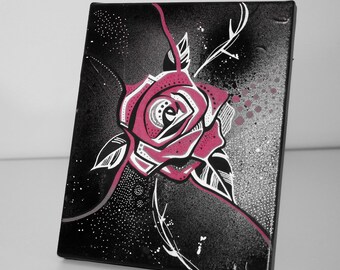 Abstrakte rote Rose, handgemalt auf Leinwand