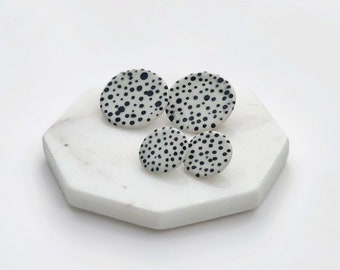 Black & White Polka Dot porcelin stud earrings