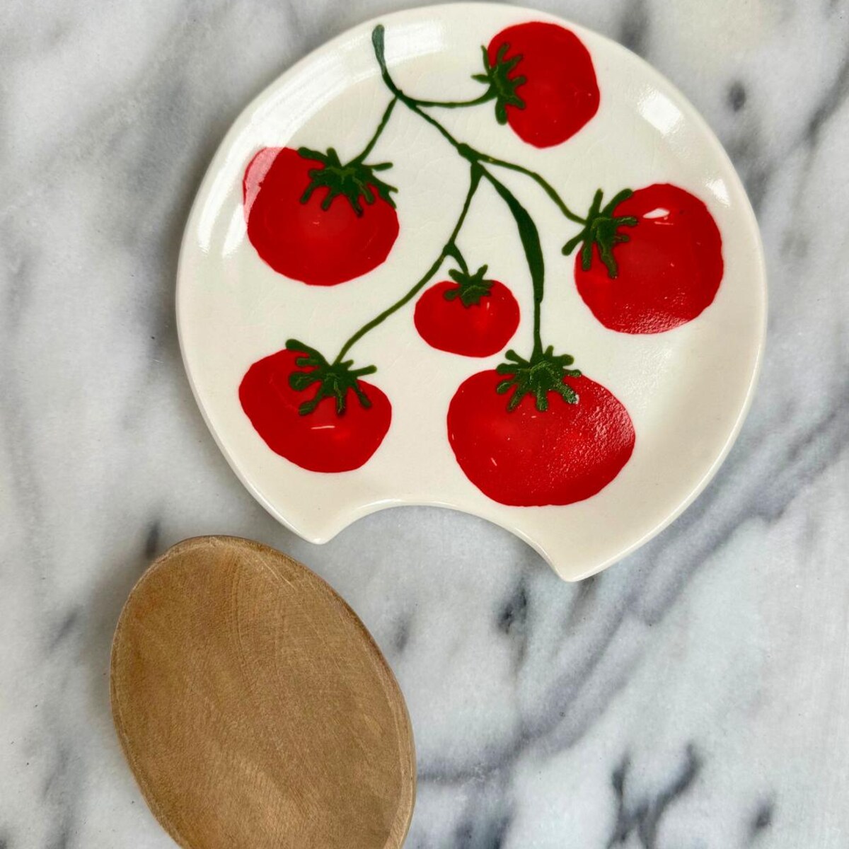 Porcelain Tomato Spoon Rest – Handpainted - Shipping July 15 - Etsy