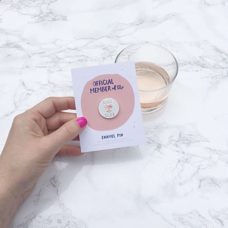 Rosé Wine Club Official Member Enamel Lapel Pin Rose Pink Etsy
