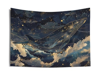 Night Sky Whale Tapestry