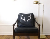 Eco Friendly Decorative Antler Pillow Cover - 17X17 Charcoal and Cream