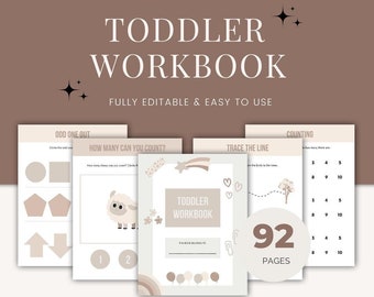Toddler Learning Workbook, Preschool Activity Book, Early Learning Printable, ABC 123 Tracing Sheets, Educational Workbook, Kids Learning