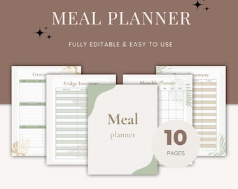 Meal Planner, Weekly Meal Planner, Printable Meal Organizer, Digital Meal Planner, Food Planner Grocery List Template, Meal Prep Planner PDF
