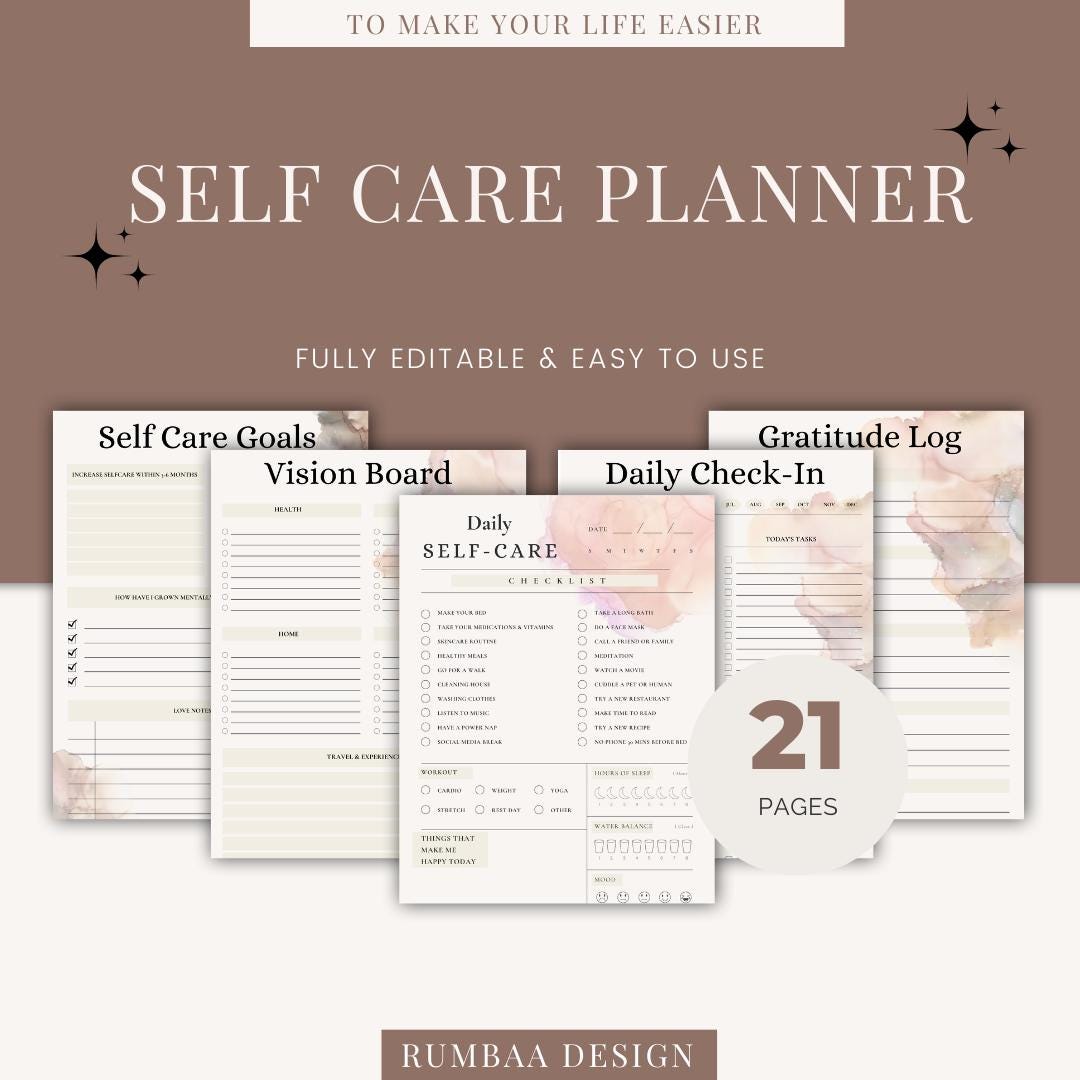 Self Care Planner | Self Care Journal | Mindfulness Workbook | Daily ...