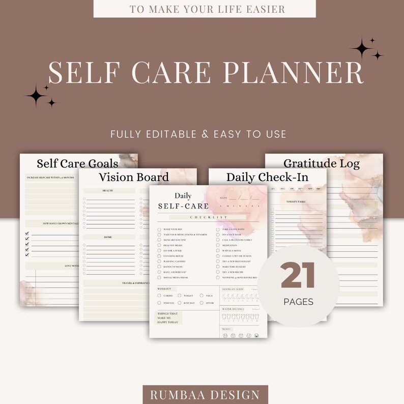 Self Care Planner | Self Care Journal | Mindfulness Workbook | Daily ...