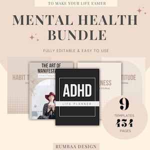 Bundel geestelijke gezondheid | ADHD-levensplanner | Manifestatiegids | Dankbaarheidsdagboek | Wellnessplanner | Bevestigingskaarten | Droomdagboek