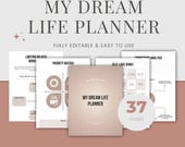 Dream Life Planner, Vision Board Planner, Goal Setting Journal, Manifestation Workbook, Productivity Planner, Self Growth Digital Planner