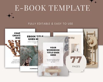 77 Page Ebook Template Canva, Digital Ebook Design, Editable Ebook Template, Canva Workbook Coaching Ebook Business Guide Marketing Template