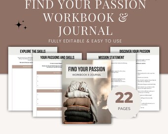 Find Your Passion Workbook & Journal, Self Discovery Journal, Goal Setting Workbook, Personal Growth Planner, Mindset Journal, Life Planner
