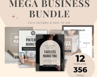 Mega Business Bundle, Small Business Templates Canva Business Kit Marketing Planner Ebook Templates Entrepreneur Tools Digital Business Pack