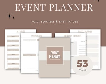 Event Planner, Party Planner, Wedding Planner, Event Planning Checklist, Printable Organizer Budget Tracker Guest List Digital Event Planner