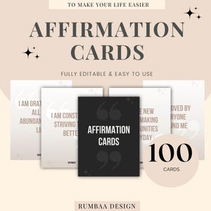 Tarjetas de afirmación digitales / Afirmaciones positivas para el amor propio / Mentalidad y motivación / Tarjetas de afirmación imprimibles / Autocuidado / Bienestar