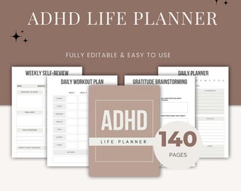 ADHDライフプランナー、デイリールーティンオーガナイザー、フォーカスプランナー、生産性プランナー、習慣トラッカー、メンタルヘルスジャーナル、デジタルADHDプランナー