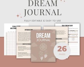 Dream Journal, Dream Tracker, Sleep Journal, Lucid Dream Journal, Night Reflection Diary Mindfulness Journal Digital Dream Journal Printable