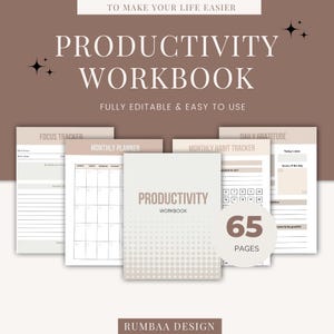 Productivity Workbook, Goal Setting Planner, Time Management Journal, Daily Habit Tracker Focus Planner Digital Productivity Guide Organizer