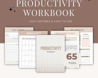 Productivity Workbook, Goal Setting Planner, Time Management Journal, Daily Habit Tracker Focus Planner Digital Productivity Guide Organizer
