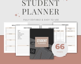 Studentenplanner, studieplanner, huiswerkorganisator, opdrachtentracker, studieplanner, schoolrooster, afdrukbare studentenplanner