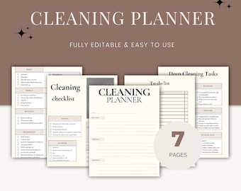 Cleaning Planner, House Cleaning Schedule, Weekly Chore Chart, Cleaning Checklist, Home Organization Planner, Cleaning Planner Printable