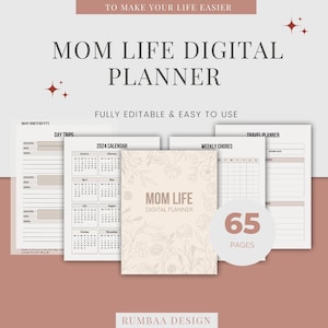 Mom Life Digital Planner: 65-Page Organizer (US Letter) (PDF)