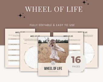 Wheel of Life Planner, Self Discovery Journal, Goal Setting Workbook, Life Balance Template Personal Growth Planner Digital Wellness Journal