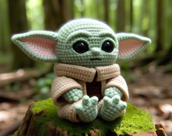 Schattig Baby Yoda haakpatroon - DIY Kit - gemakkelijk te volgen - klein Amigurimi haakpatroon voor beginners - digitale download - DIY speelgoed