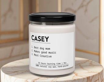 Personalized candle definition, custom funny birthday gift, best friend Christmas gift.