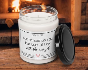 Hand-poured vegan soy candle, 9oz, perfect farewell gift, wishing luck and success in a new job journey.