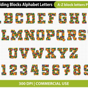 A-Z block letters PNG ~ Building Blocks Alphabet Letters PNG ~ Primary Colors Alphabet ~ png files ~ Alphabet ~ Instant Download ~ Digital