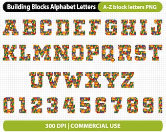 A-Z block letters PNG ~ Building Blocks Alphabet Letters PNG ~ Primary Colors Alphabet ~ png files ~ Alphabet ~ Instant Download ~ Digital