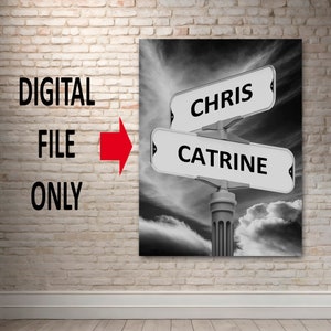 Pair Present | Customized Retro Road Sign | Wedding Gift Idea | Bespoke Gift for Women | Present for Gent | Valentine&#39;s Day Surprise