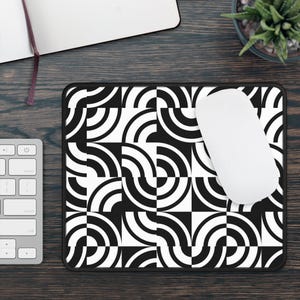 Gaming Mouse Pad. Black and white geometric gaming mouse pad with bold, symmetrical patterns, perfect for minimalist setups. image 3