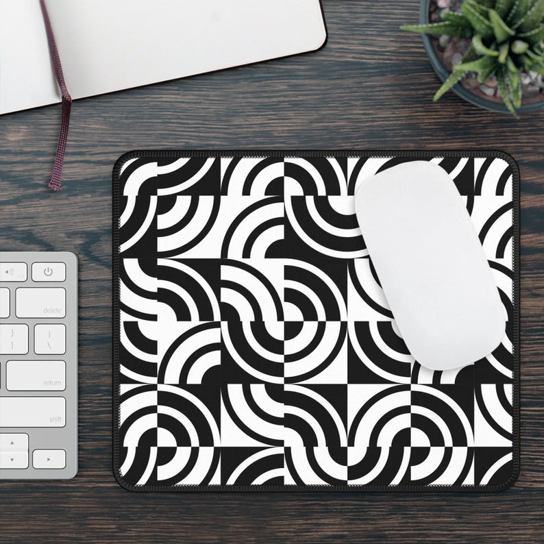 Gaming Mouse Pad. Black and white geometric gaming mouse pad with bold, symmetrical patterns, perfect for minimalist setups. image 3
