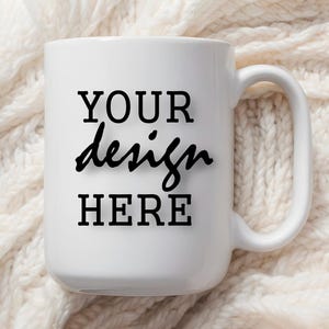 15 oz Ceramic Mug Mockup | White Coffee Mug Styled Stock Photo | Winter and Fall Mug Mockup | Digital JPEG Image | SKU M0037