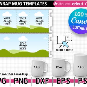 11 Unzen, 12 Unzen, 15 Unzen Canva Bechervorlagen, Full Wrap Bechervorlagen, Bechervorlage, Sublimationsbecher Vorlage, Canva Bearbeitbare Dateien