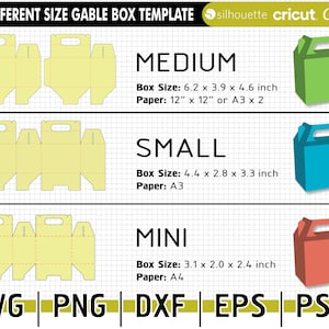 gable box template bundle, gable box svg, box template, gift box svg, 3 Different Size Gable Box, svg for cricut, Instant Download