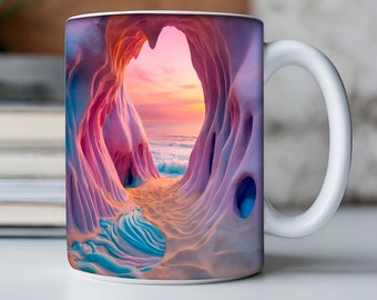 Inside of a cave on the beach, Digital Download, Sublimation Design, Mug Sublimation, 11oz mug png, 15oz mug png, mug press design