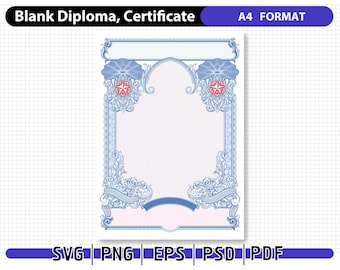 Blank Diploma, Certificate, Blank Certificate, Award Frame, Frame, Border, Printable, Digital, Vector Clipart, Diploma, clipart