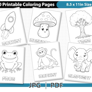 100 Printable Coloring Pages for Kids, Toddlers, and Preschoolers | Coloring Book for Preschool, Kindergarten, and Homeschool Activities