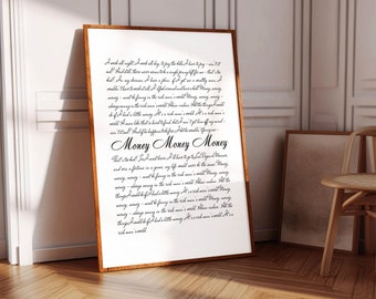Custom Song Lyrics Print Wall Art Personalized Anniversary Gift Modern Wedding Song Gift Framed Printable Lyrics Wall Art Poster Framed