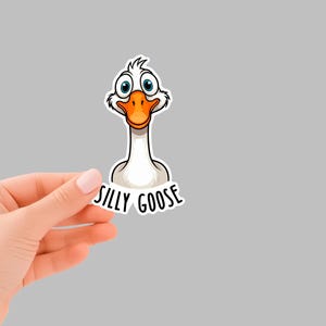 Cute silly goose sticker! Funny, quirky design. Perfect for laptops, water bottles, journals, and more!