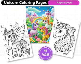 Unicornio para colorear, Unicornio para colorear para niños, Unicornio para colorear, Unicornio para colorear, Libro para colorear infantil